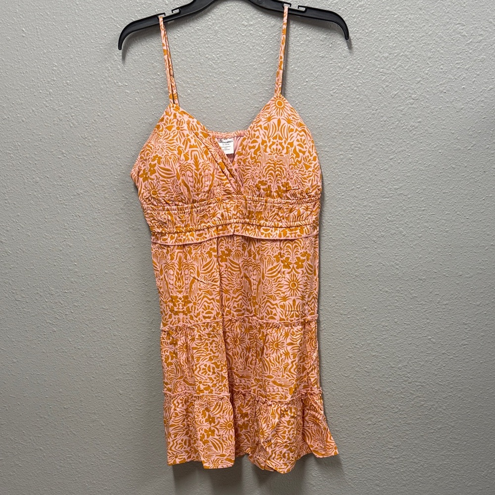 No Boundaries Orange Chemise Dress with Floral Print